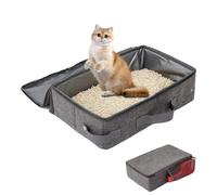 Litière de voyage pour chat - Bac à litière mobile pour chat, pliable, sans fuite, résistant à l'eau, avec une pelle pour les hôtels