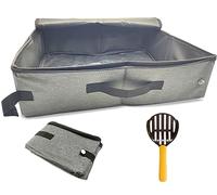 Litiere de Voyage pour Chat Pliable avec Couvercle, Bac à Litière pour Chat Portable avec Pelle, Imperméable, Durable, Facile à Nettoyer pour Intérieur, Extérieur, Voiture, 47 * 36 cm, XXL, Gris