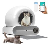 Litière électrique autonettoyante pour chat - Pour grands chats - Avec contrôle par application - Désodorisant - Moniteur de santé - Avec 1 rouleau de sacs poubelle et tapis de litière pour chat