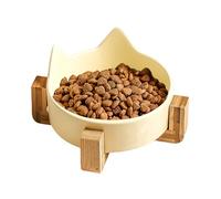 Litière en céramique standard en bois - alimentation élégante et bacs d'eau avec design 'oreille de chat | Cum ant -tlip pour chats et chiens, poubelles en céramique robustes pour nourriture et acq