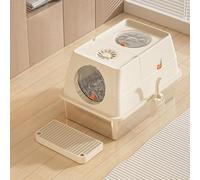 Litière en métal avec couvercle amovible, pot à litière rabattable en acier inoxydable avec pelle à litière et pédale, entrée avant fermée par le haut, sortie supérieure pour chats de Dif (taille : XL