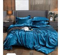 Litière Guojm Ensemble de Couette imprimée en Satin Ensembles de literie en Soie en Soie Couvercle Plate Plate Plate Twin Reine complète 4pcs Lin Set Noir 100% or-07-twin Plat 3pcs