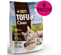 Litière microgranulée agglomérante Tofu Clean 6 packs de 6 litres chacun Croci