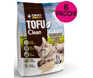 Litière microgranulée agglomérante Tofu Clean 6 packs de 6 litres chacun Croci