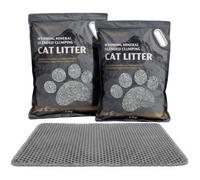 Litière minérale chat 6,8 kg - Litière agglomérante sans parfum - Avec tapis - lot 2 sacs