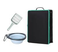 Litière portable pour chat, litière portable de voyage pour chat, étanche, pliable, avec couvercle et poignée, facile à transporter pour voiture, avion, séjour à l'hôtel