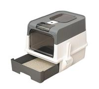 Litière pour Chat - 37 cm - Acier Inoxydable - Auto-nettoyante - polypropylène - Boîte Extra Large entièrement fermée - avec tiroir à Pelle, protégée Contre Les Projections d'eau - Inodore