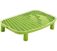 Litière pour chat - 46 x 30 cm - Hauteur réglable - Double couche avec fonction filtre - Bac à litière surélevé pour chats âgés de petite taille (vert)