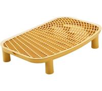 Litière pour chat - 46 x 30 cm - Hauteur réglable - Double couche avec fonction filtre - Bac à litière surélevé pour chats âgés de petite taille (jaune)