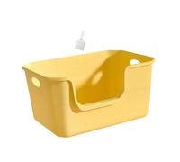 Litière pour chat à haut côté ouvert avec pelle anti-éclaboussures et bac à litière portable pour chats d'intérieur 42 x 29 x 18 cm - Jaune