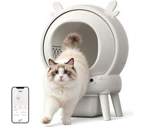 Litière pour chat autonettoyante, 65 l, électrique, avec 9 capteurs de sécurité, contrôle par application 2,4 GHz, protection automatique contre le pincement, litière pour chat sûre et automatique
