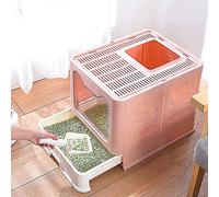 Litière pour Chat avec Couvercle,Bac à litière Pliable pour ChatEntrée Avant et Sortie supérieure,rès Grand Espace,Maison de Toilette pour Chats avec bacs Amovibles + Pelle à litière (51*41*38cm-rose)