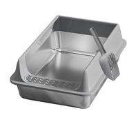 Litière pour Chat avec Pelle, bac à litière en Acier Inoxydable, sans Couvercle, bac à litière Ouvert avec Pelle à litière, Bord Haut Amovible, Facile à Nettoyer, Toilettes antiadhésives, dortoir