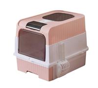 Litière pour chat couverte avec entrée supérieure et plateau coulissant, contrôle des odeurs, pelle et toilettes entièrement fermées