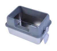 Litière pour chat en acier inoxydable - 20 l - Ouverture en haut - Avec côtés hauts et pelle à litière - Empêche la dispersion - 50 x 35 x 27 cm