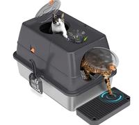 Litière pour chat en acier inoxydable avec couvercle, grand bac fermé avec tapis double couche, pédales, pelle, entrée avant et sortie supérieure pour la maison