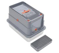 Litière pour chat en acier inoxydable avec pédale - 31,2 l - Bac à déchets fermé - Pour le salon, les balcons - Gris foncé