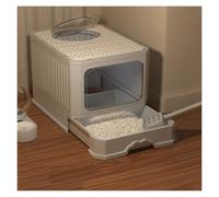 Litière pour chat Litière pour chat avec couvercle, entrée avant, sortie par le haut, bac à litière extra large fermé avec pelle anti-fuite, facile à nettoyer (Grijs)