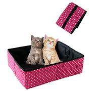 Litière pour Chat Pliable, Bac à Litière pour Chat Portatif pour Voyage, Durable, Imperméable, Doux pour Intérieur, Extérieur, Domicile, Camping, Auto, Rose Rouge, 40 * 30cm