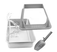 Litière pour Chat,Profond Bac À Litière pour Animaux De Compagnie - Toilette Semi-Fermée Profonde pour Chat avec Pelle pour Usage en Dortoir, Appartement, Salon Et Voiture