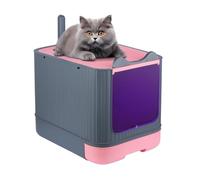 Litière pour Chat stérilisée aux UV,Bac à litière Pliable pour Chat, bac à litière pour Chat, bac à litière pour Chat fermé, bac à litière pour Chat avec Pelle à litière (44.5 * 36.5 * 34.5cm,b,Rose)