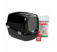 Litière pour chat XXL - Peewee ecodome Starter Pack noir
