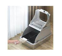 Litière pour chat - XXL Premium - Acier inoxydable avec couvercle - Grande ouverture avant - Litière pour chat avec pelle (l x L x H) : 62 x 41 x 40 cm