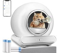 Litière pour chats autonettoyante, 74 L, grande litière XXL avec détecteur infrarouge et capteurs de poids, contrôle des applications, design d'économie d'espace pour chats (B)