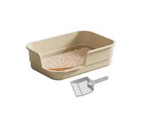 Litière semi-fermée pour chat - Grande litière pour chat avec pelle - Toilettes hautes pour animaux domestiques - Anti-fuite - Entrée basse - Facile à nettoyer - Pour un contrôle optimal des odeurs