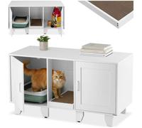 Litière - TECTAKE - Armoire litière FREYA pour chat avec tapis à gratter et fermetures magnétiques, 120 x 52 x 65 cm - Blanc