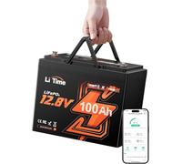 LiTime 12V 100Ah Bluetooth LiFePO4 Batterie, BCI Group 24, Batterie au Lithium avec BMS 100A et Protection Basse température, Max.15000 Cycles, Parfait pour Camping-Cars, Van, Bateaux, Solaire Maison