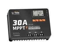 LiTime 12V/24V 30A MPPT Contrôleur, Solaire Avec Adaptateur Bluetooth, Écran LCD Ajustable et Indicateur LED, Contrôleur de Charge Solaire pour Batterie Au Lithium