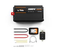 LiTime 2000W Onduleur Sinsus Pur 12V DC à 230V AC Convertisseur pour Camping-Car, Camping, onduleur Solaire avec 2*Sorties AC, écran de Surveillance avec Affichage d'état en Temps réel