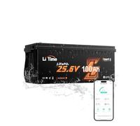 LiTime 24V 100Ah Lithium Batterie LiFePO4 avec Bluetooth et Protection Basse Température, 4000+ Cycles avec BMS 100A, 2560Wh Energie, Remplacement Parfait des Batteries Plomb-Acide