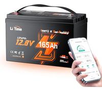 LiTime Batterie de Démarrage LiFePO4 12V 165Ah avec Bluetooth et 1200 CCA | Max. 15000 Cycles, 2112Wh, BMS 150A, Auto-réchauffante, IP67, Batterie Lithium 12V pour Bateau, Marine, Pêche, Voilier, Yacht