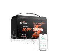 LiTime Batterie Lithium 12V 100Ah Bluetooth pour Moteurs Hors-Bord, Batterie LiFePO4 avec BMS 100A Cryoprotection, Max.5P5S, 4000+ Cycles Profond pour Moteur Électrique, Maritime, Bateau, Camping-Car