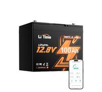 LiTime Batterie Lithium 12V 100Ah Mini avec Bluetooth 5.0 - BMS 100A et 20+ Protections, 4000-15000 Cycles, sans Entretien pour Camping-Cars, Systèmes Solaires, Bateaux et Moteurs de Pêche
