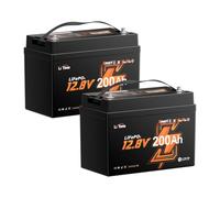 LiTime Batterie Lithium 12V 200Ah Mini avec Bluetooth pour Bateaux (2 Pcs)