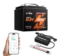 LiTime Batterie Lithium 12V 50Ah Bluetooth LiFePO4 12V avec Chargeur 12 V 10 A, 4000-15000 Cycles Profonds, sans Entretien pour Bateaux, Moteurs Hors-Bord, Marine, Yacht, Pêche, RV, Camping-Cars