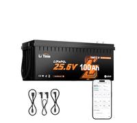 LiTime Batterie Lithium 24V 100Ah Bluetooth Compatible avec Victron Système, Communication CAN/RS485, BMS 100A LiFePO4 Batterie 4000+ Cycles Profondes, pour Camping-Car Caravane Système Off-Grid