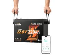 LiTime Batterie Lithium LiFePO4 12V 320Ah W190 avec Bluetooth pour Sièges de Camping-Car, 4000-15000 Cycles Profonds, Énergie 4096Wh, sans Entretien pour Caravane, RV, Bateau, Système Solaire