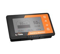 LiTime Moniteur de batterie avec shunt 500 A 8 V-120 V pour camping-car, chariot de golf, batterie solaire avec écran LCD, alarme buzzer, capacité, pourcentage de temps, affichage voltmètre