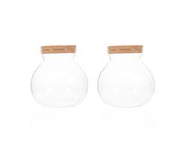 Litinliv 2 Pièces Bocal Rond en Verre, Bocal en Verre avec Couvercle Liege, Pot à Épices en Verre Rond, Bocaux de Rangement en Verre, Bocal en Verre avec Couvercle Transparent pour Café/Thé/Bonbons