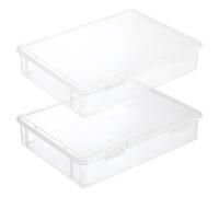 Litinliv 2 Pièces Boîte D'archives Transparente, Boîtes de Rangement de Fichiers A4, Boite de Classement Plastique,Organisez et Stockez des Documents, pour Papier Test Lettres Magazines