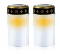 Litinliv 2 Pièces Eclairage LED la Lampe de Cimetière,Bougie de Tombe pour Lampes,Blanc Bougie de CimetièRe,Bougies funéraires à LED,CimetièRe LumièRes Solaires,pour cimetière avec éclairage LED