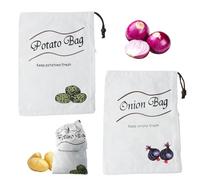 Litinliv 2 Pièces Sac Alimentaire Ecologique, Sacs de Rangement pour Pommes de Terre et Oignons, avec Fermeture à Glissière Latérale, Sacs à Cordon Sac de Conservation Oignons pour Ail Légumes