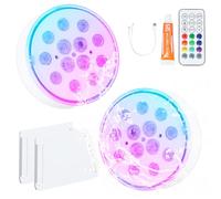 Litinliv 2PCS Rechargeable Lumière de Piscine LED Submersible avec télécommandes, 16 Coloré Lampes RGB submersibles, Lumières Sous-marines, lampes de piscine, Lumières Paysage pour Vase, Aquarium