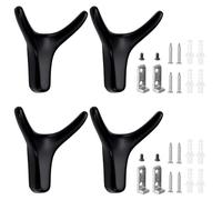 Litinliv 4 Pièces Porte Manteau Mural, Crochet de Manteau Métal avec Vis, Patère Murale Robuste, Crochets Muraux Noir Mat, Patère Double Crochet pour Porte-Manteau, Salle de Bain, Cuisine, Bureau