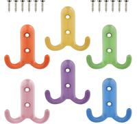 Litinliv 6 Pièces Crochets Muraux Patère Coloré, Patere Murale Enfant Chambre Decoratif, Muraux Metal Petit Crochet avec Vis, Crochets Muraux A Visser, pour Vestiaire Salle de Bain Cuisine Chambre