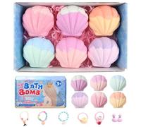 Litinliv 6PCS Bombes de Bain Enfant avec Surprise Bijoux Sirène, Sirènes Boule de Bain Fille Coffret-Cadeau, Bain Moussant, Coffret Boule de Bain Moussant pour Irnements Enfant Cadeaux d'Anniversaire
